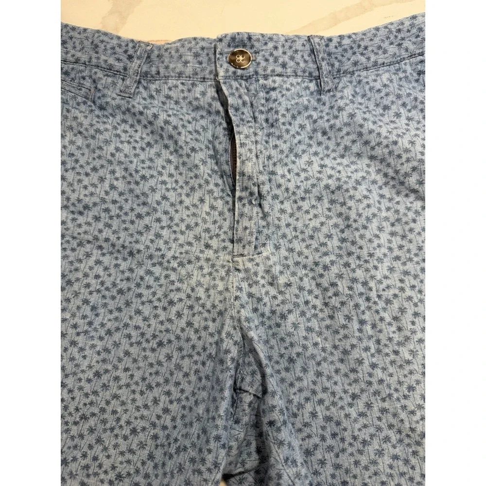 Johnnie O Val Chambray Shorts Mens Sz 32 Blue Palm Preppy Finance Frat Beach